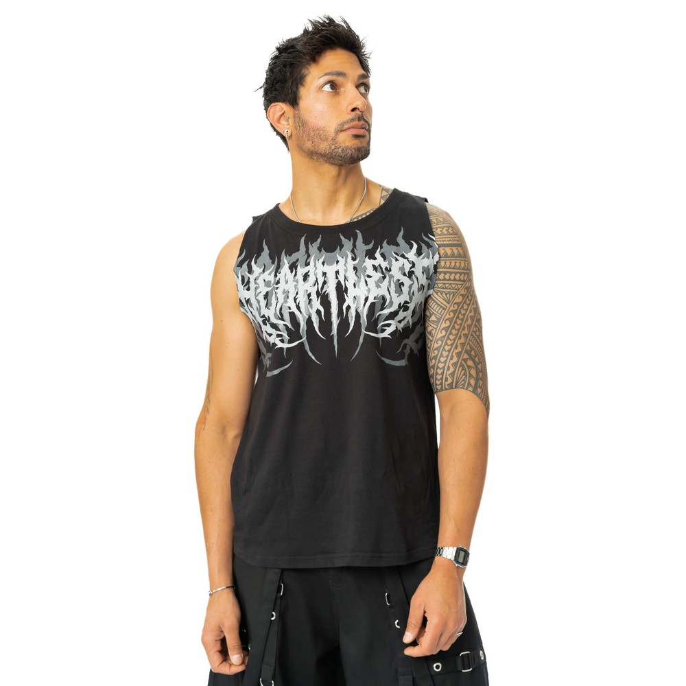 Heartless - Akumu Mouwloos shirt - Zwart/Grijs